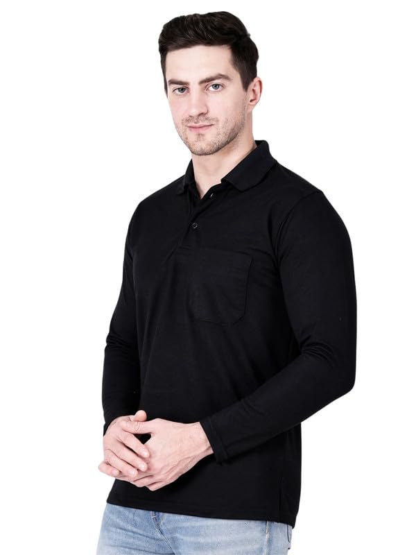 Image of Full Sleeve Men's Polo T-Shirt | Regular Fit, Soft & Breathable Cotton Blend Fabric | Classic Polo Collar, Casual & Office Wear | Available in Sizes M to 6XL, Multiple Colors