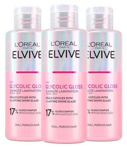 Elvive Glycolic Gloss traitement lamination 5 minutes L'Oréal Paris cheveux poreux 3 pack