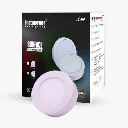 Image of Instapower Aluminium Surface Ceiling Light Ultra Slim Round LED Downlight 2-Year Warranty (Warm White-15W)