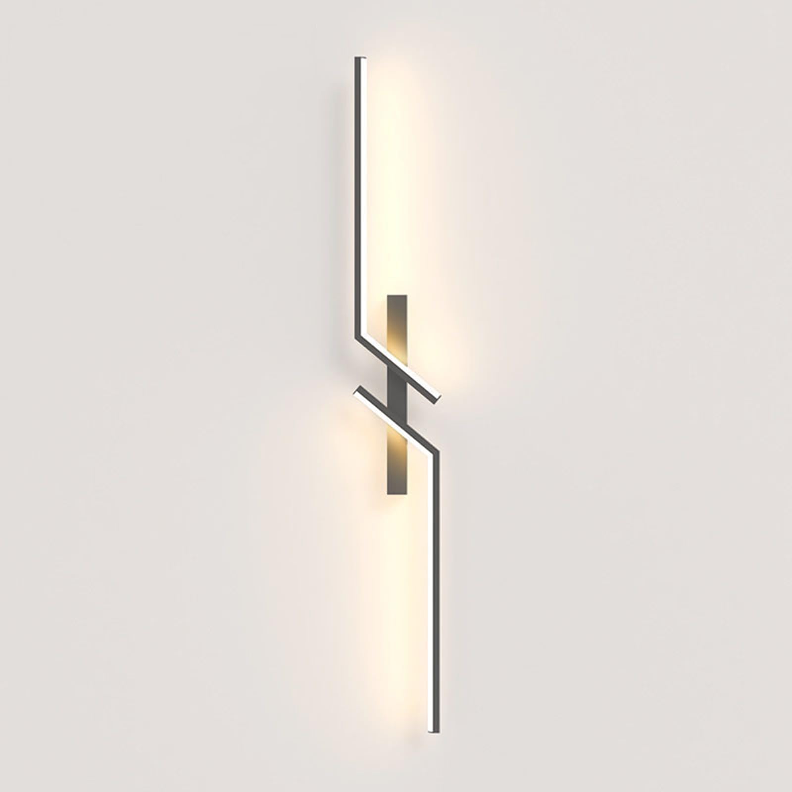 Linear LED Wall Light Nordic Modern Long Strip Wall Lamps Indoor Metal Acrylic Wall Sconce for Bedroom Bedside Living Room Hallway(100cm, 16W,Black, Neutral White, Left)