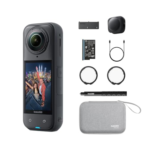 Insta360 X5 Essentials Bundle - Waterproof 8K 360 Action Camera Leading Low Light Invisible Selfie Stick Effect Rugged and Replaceable Lens 3-Hour Battery