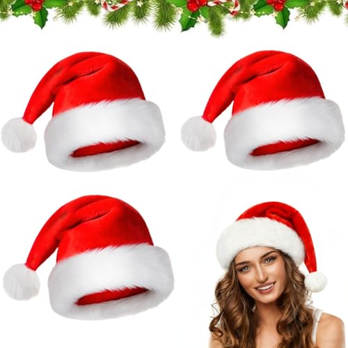 Tccydm 3 Pcs Weihnachtsmützen Erwachsene, Nikolausmütze Erwachsene,...