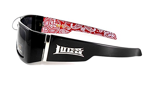 LOCS HARDCORE BLACK Dark Lens 0158 Sunglasses Red Print Inside w Bag2