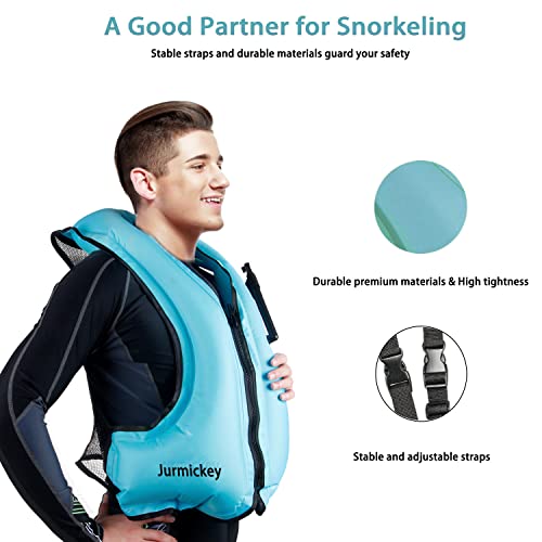 Snorkel Vest For Adults, Inflatable Snorkeling Vest For Men & Women, Portable Swim Jacket & Buoyancy Vest For Snorkeling, Kayaking, Boating, Water Sports, Suitable For Your Swimming Travel (Blue) #TOP2