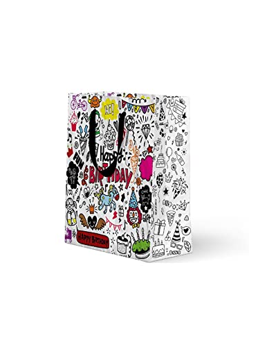 Sheer Creations Squiggly Doodles Gift Bag or Fashion Bags for Diwali Gifting, Birthday Gifts, Marriage Gifting, Christmas Gifts, Baby Showers & Shopping.(Pack of 10 Paper Bags) (B09K7XYH7S) Amazon Price History, Amazon Price Tracker