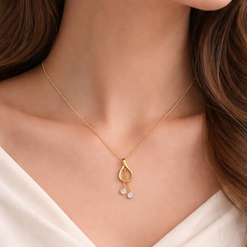 Image of RIDHVEE Anti-Tarnish Gold Plated Pendant Necklace for Women & Girls | Skin Friendly Lightweight Fashion Jewellery | Elegant Minimalist Chain Necklace & Gifting