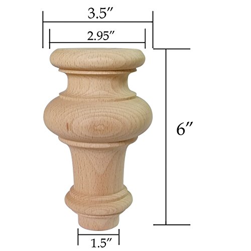 Btibpse 6" Wood Furniture Legs Unfinished Sofa Bun Feet For Cabinet, Chair, Loveseat, Ottoman, Dresser Foot Replacement Set Of 4 #TOP1