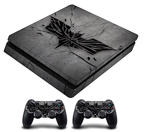 khushi decor batman black 3m skin sticker cover for ps4 slim console and 2 controllers with 4 led perfect for video game