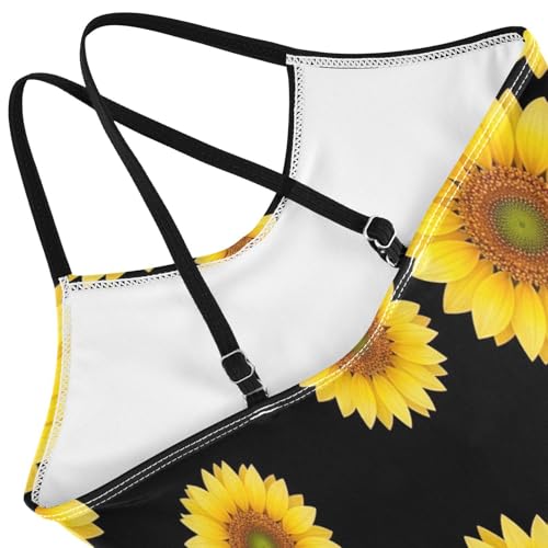 Kids Swim Suits 3-10 Y Beach Apparel, Yellow Sunflowers Petals4