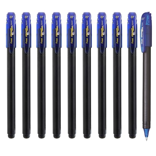 Image of Pentel EnerGel 0.7mm Roller Gel Pen | Quick Dry Ink For Smudge-Free Writing | Lightweight Gel Pen For Smooth Writing Experience | Blue Ink, Pack of 10 Pens (BL417)