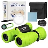 CEWROM Fernglas für Kinder, Kinderfernglas mit starker Vergrößerung 8 x 21m, Robustes und handliches Kinderfernglas mit Gummigehäuse, Lupe, Kompass, Gummigehäuse, Outdoor-Spielzeug