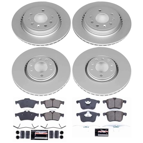 Image of PowerStop Front and Rear Brake Kit for Saab 9-3 2003-11 - Fully-Coated Disc Rotors with Z23 Carbon-Fiber Ceramic Brake Pads Upgrade, CRK5348