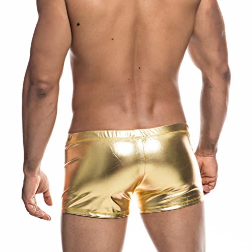 Men's Metallic Shorts Yoga Shiny Boxer Briefs Shiny Hot Pants Underwear Bikinis with Draswtring3