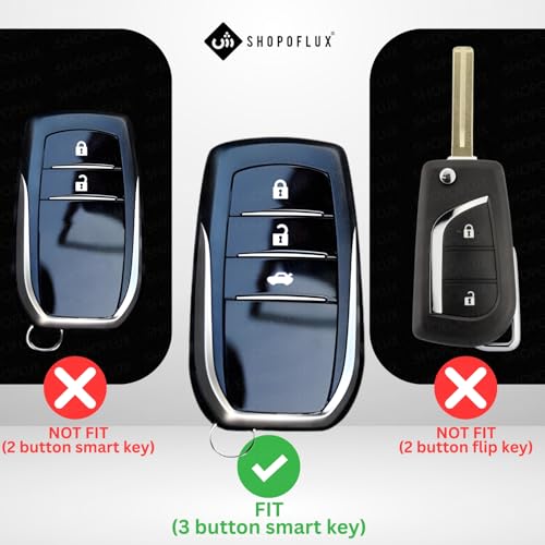 Image of SHOPOFLUX TPU Key Cover Compatible with Toyota Fortuner | Fortuner Legender | Innova Hycross | Invicto 3 Button Smart Key (Black)