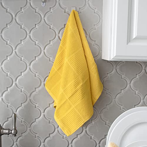 T-Fal Textiles 10943 Solid Color Parquet Design 100-Percent Cotton Kitchen Dish Towel, Lemon, Single #TOP3