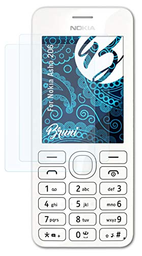 Bruni Protecteur d'écran Compatible avec Nokia Asha 206 Film Protecteur, Cristal Clair Écran Protecteur (2X)