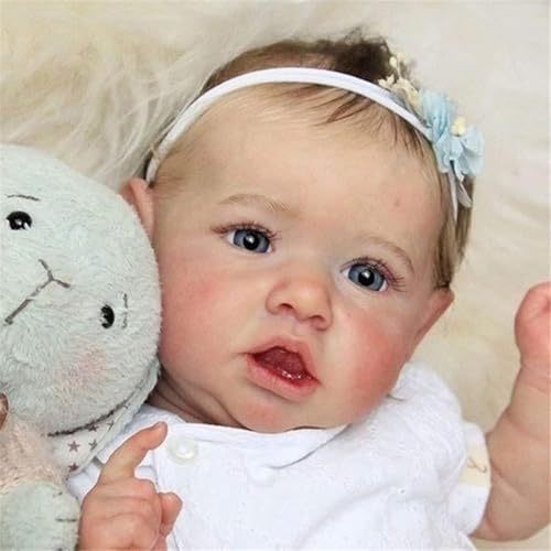 WKYUWS Reborn Baby Vollsilikon Lebensechtes Mädchen 49 cm Real Baby Doll Realistische Neugeborene Baby Puppe mit Zubehör Geschenk für Erwachsene – Bild 4