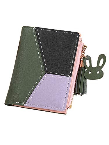 pedkit Mulheres Carteira Curta PU Couro Emenda Zipper Borla Titular do Cartão Bolsa Moeda Na Moda Ca