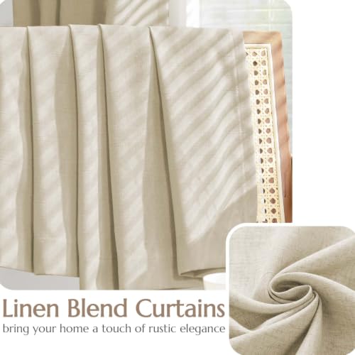 Image of jinchan Lined Linen Curtains Privacy Back Tab 50x90 Inch 2 Panels Oatmeal