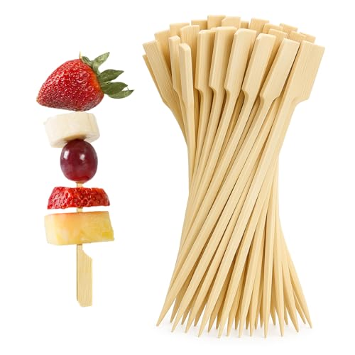 100 Wooden Items skewers 12cm Bamboo skewers Applicable to for Barbecues Fruit Kababs Charcuterie Accessories Burgers Cocktails Buffets Party Home and Kitchen