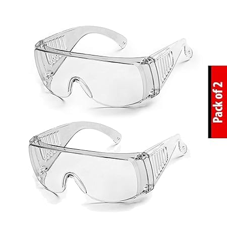 Sadaiv Nipun Pack of 2 Safety Glasses with Integrated Side Protection - Eye Protection with Clear, Fog-Free, Scratch-Resistant and UV Protective Coated Lenses - Spectacles Goggles for Shooting