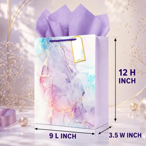 Image of Gift Bags Medium Size | Paper Bags for Gifting | Return Gift Bags with Rope Handles | Birthday, Wedding, Baby Shower & Christmas | Pack of 10 | 9 x 12 x 3.5 Inch