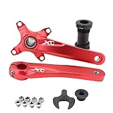 DJC Bike Crankset 104BCD with Bottom Bracket for MTB 1x Speed Crank Set Mountain Bike Black Red...