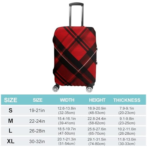 Carry on Luggage Cover Red And Black Plaid Suitcase Covers for Luggages Tsa Approved Travel Luggage Sleeve Protector Elastic Suitcase Protector Anti-Scratch Washable Fits 19-30 Inch Case -XL2