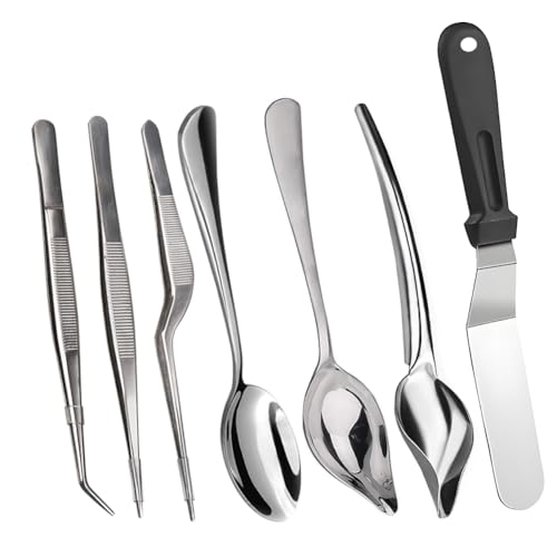 Tangoowal Culinary Specialty Tools,Professional Chef Plating Kit, 7 Piece, Stainless Steel