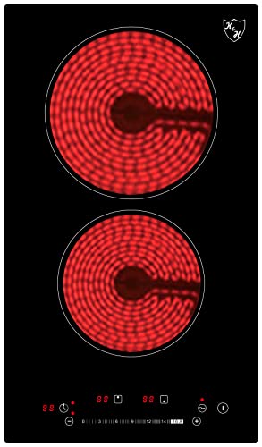 K&H 2 Two Burner Dual 12 Inch Built-In Electric Stove Top Radiant Ceramic Cooktop Slider Control 240V 3000W Cerv-3002Sl #TOP2