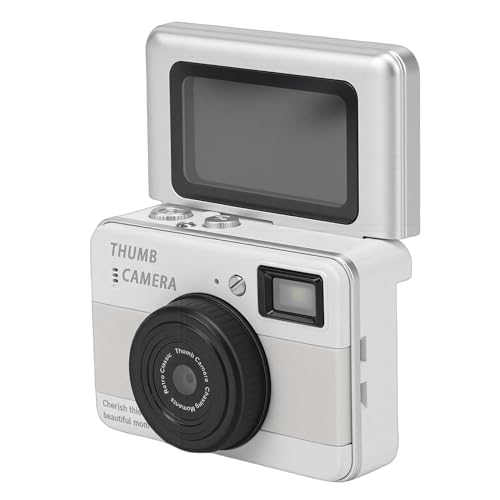 Annadue Appareil Photo Numérique Porte-clés, 4K 68MP Rétro avec Stabilisation CMOS, Petit Appareil Photo Porte-clés avec écran Pivotant à 180° de 1,47 Pouce et éclairage D'appoint (White)
