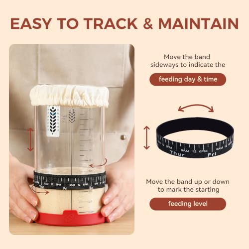Image of Sourdough Starter Jar Kit,40oz Large Wide Mouth Sour Dough Jar Glass | Sourdough Bread Baking Supplies, Sourdough Tools for Beginners and Pro, Dishwasher-Safe, Borosilicate Glass, 1 Pack
