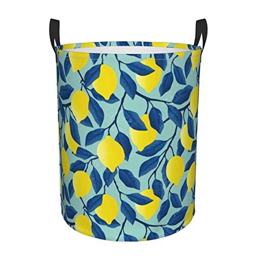 Laundry Basket Lemon Laundry Hamper Collapsible Dirty Clothes Baskets Round Laundry Bag With Handles For Bathroom Bedroom College Dorms Home Laundry Room