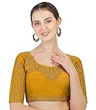 pull broderie zara Tissu : soie fantôme Vihu Fashion Chemisier pour femme avec broderie artisanale Zari Pierre Travail prêt à l\'emploi, Jaune, 38