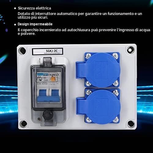 SGKJ-2C Presa A Muro IP54 con Copertura Impermeabile, Presa Doppia Scatola di Derivazione Tedesca 200-250 V 10-16 A con RCD 40 A 1 P + N