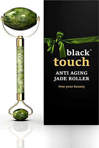 Jade Roller for Face - Anti Wrinkle 100% Natural Jade Stone Roller - Anti Aging Skin Slimming Massager - Original Real Double Jade Facial Roller (green)