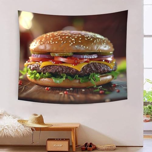 Tapisserie Hamburger 3D Effet Visuel Relief Tenture Tissu XXL 180x230cm