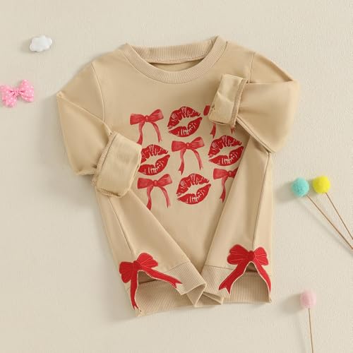 YINGISFITM Toddler Valentines Baby Girl Outfit Long Sleeve Valentines Shirt Crewneck Sweatshirt Spring Valentines Clothes3