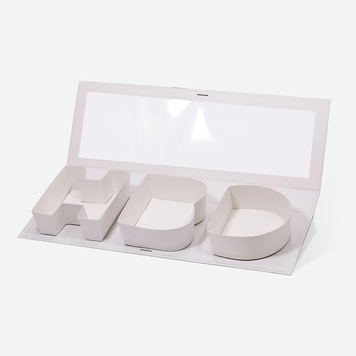 Geoto 17.3"x6"x2" White/Black/Pink/Navy Blue/Red Gift Packaging Fillable HBD Letter Shaped Boxes, Creative Idea Happy Birthday Gift Wrapping Box(White with Window)