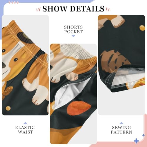 Corgi Dog Autumn Pumpkin Boys Long Pants Soft Trousers Elastic Waist Kids Lounge Bottoms with Pockets S-XL4