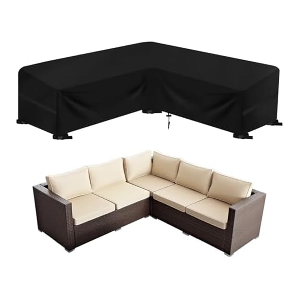 Funda Oxford 210D impermeable para muebles de jardín para sofá esquinero en forma de V con protección UV y revestimiento plateado