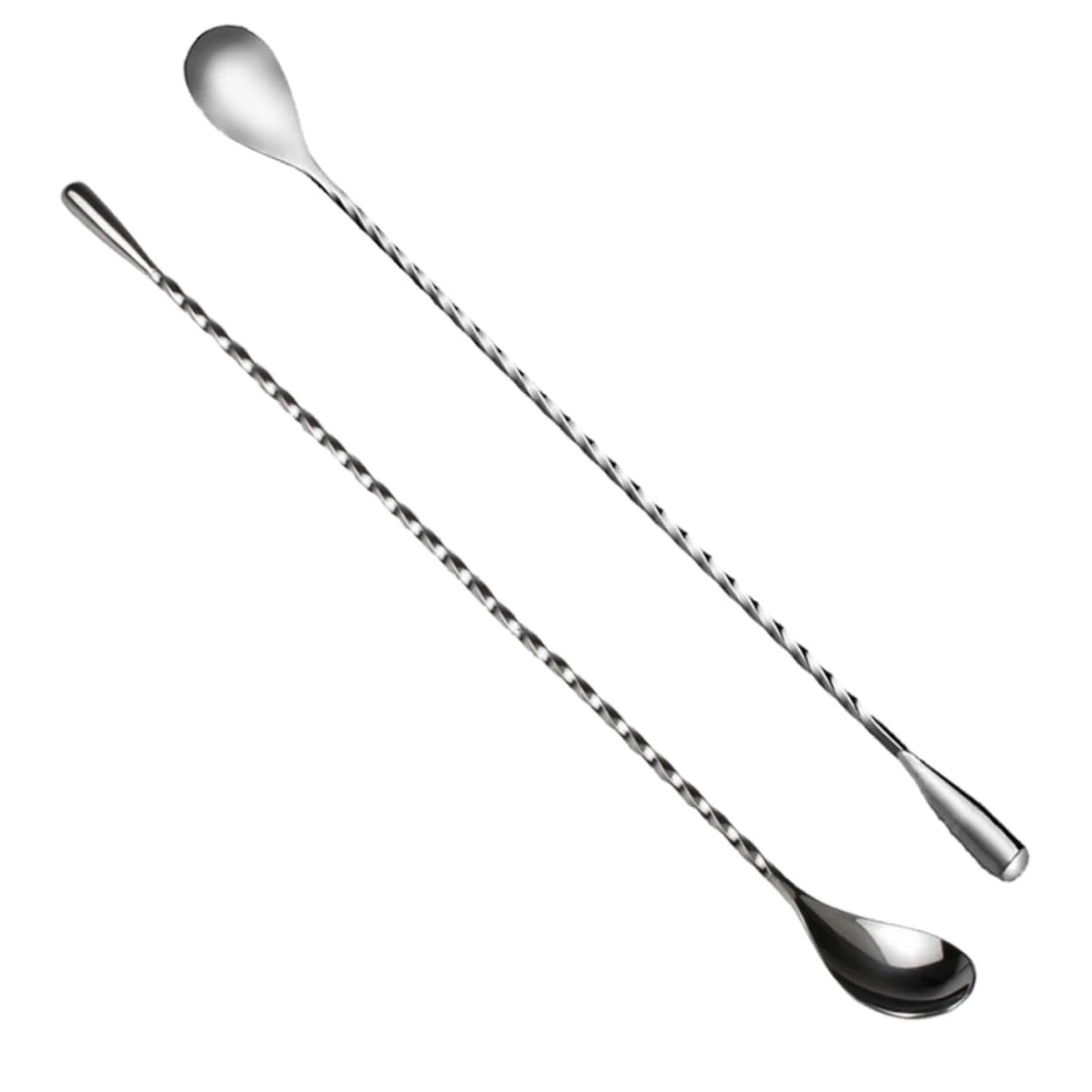 PRETYZOOM 2pcs Stainless Steel Bar Mixing Spoon Muddler Finely Processed Stirring Spoons for Cocktails Tea Non-slip Handle Silver Metal