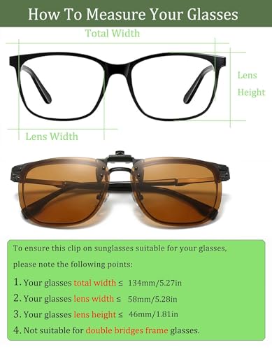 Image of Polarized Clip On Sunglasses, Flip Up Anti-Glare Driving Clip-on Shades, UV400 Protection Lens for Men Women