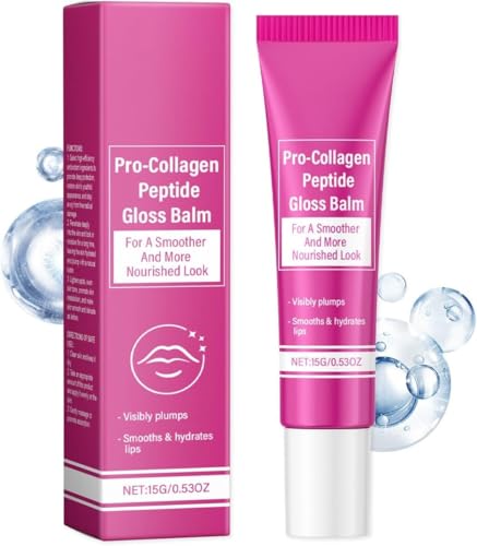 Bálsamo labial con péptidos de pro-colágeno, con vitamina E y péptidos, hidrata y suaviza los labios, acabado brillante transparente para labios más voluminosos, nutritivo y no pegajoso.,1pc