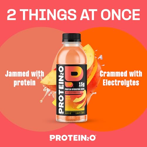 Protein2o 15g Whey Protein Infused Water, Peach Mango, 16.9 Oz Bottle (Pack of 12)