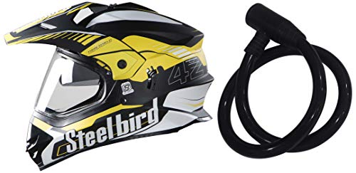 Steelbird SB-42 Airborne Matt Black with Yellow with Plain Visor with P.Cap,600 mm Steelbird SB-42 Airborne Matt Black with Yellow with Plain Visor with P.Cap,600 mm