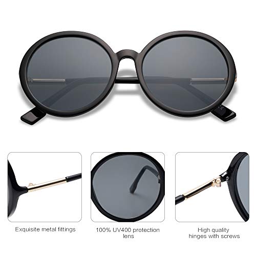 SOJOS Vintage Round Sunglasses for Women Classic Retro Designer Style SJ2121 with Black Frame/Grey Lens…3