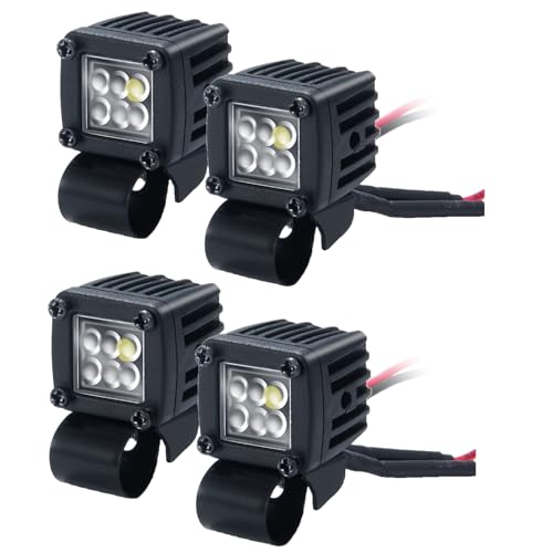 MORFUM RC Car LED Lights Headlights Headlamp Square Lens Spotlight 4PCS Compatible with 1/10 RC Crawler Car TRX4 TRX6 Axial SCX10 90046 RR10 D90 Upgrades Parts (C-6 Holes)