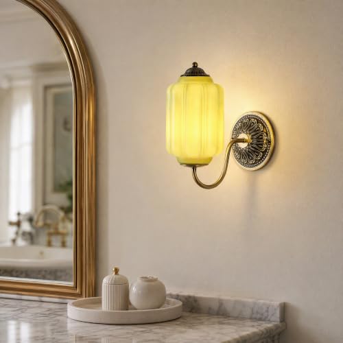 Aplique De Pared Vintage De Cristal Opalino, Apliques De Pared Con Acabado MetáLico Dorado. LáMpara De Pared E27, Luminaria De Estilo Antiguo Para SalóN, Dormitorio, Cuarto De BañO Y Pasillo(Verde)