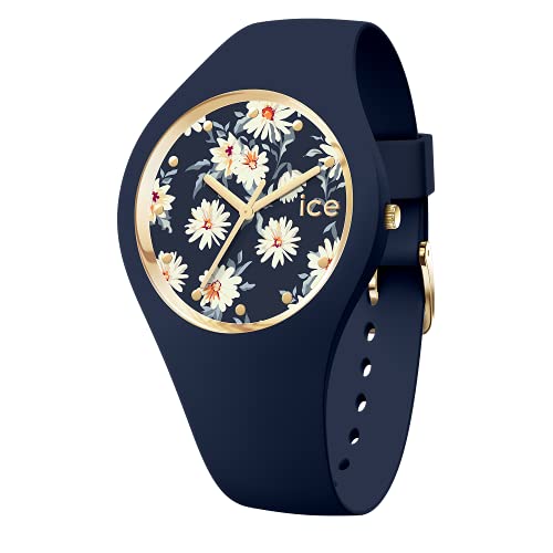 ICE-WATCH - ICE Flower Twilight Daisy - Montre Bleue pour Femme avec Bracelet en Silicone - 019208 (Medium)